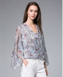 Flowers Printed silk Chiffon top